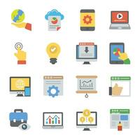 SEO and Web Optimization Flat Icons Set vector