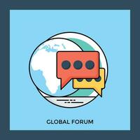 Chat bubbles outside of a globe making concept for global forum icon vector