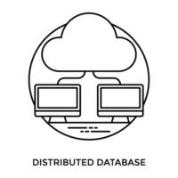 Cloud storage shared between to desktops offering concept for distributed database icon vector