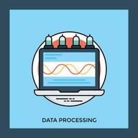 Laptop screen with bulbs in the edge and data transverse waves, digitizing the icon for data processing vector