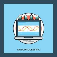 Laptop screen with bulbs in the edge and data transverse waves, digitizing the icon for data processing vector