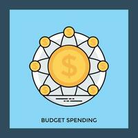 A wheel of dollars revolving around the concept of budget spending icon vector