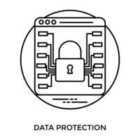 en línea ver de datos almacén con bloqueado candado en medio, donando datos proteccion icono vector