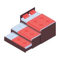 Pack of Bedroom Isometric Icons vector