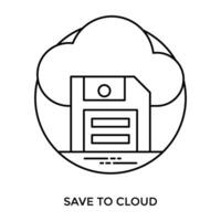 Floppy disk in an icon with clouds on the edge, observing save to cloud concept vector