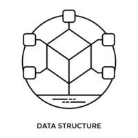A cube attached with nodes from all corners, showing data structure icon vector