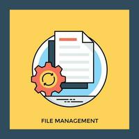 A file management concept for file is shown by cogwheel on a paper vector