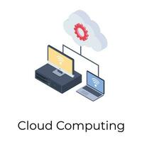 Isometric design of cloud computing ion. vector