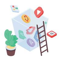 Trendy isometric icon of media storage vector