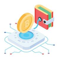 Bitcoin and Cryptocurrency Isometric Illustration vector