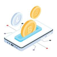 Bitcoin and Cryptocurrency Isometric Illustration vector