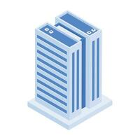 Set of Business Towers Isometric Icons vector