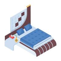 Pack of Bedroom Isometric Icons vector