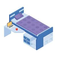 Pack of Bedroom Isometric Icons vector