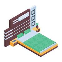 Pack of Bedroom Isometric Icons vector