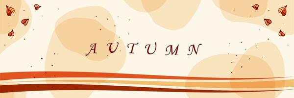 Vector Autumn horizontal banner. Falling leaves, dots, line, transparent shapes in autumn colors.