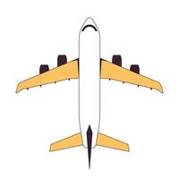 Flying plane flat monochrome isolated vector object. Travel plane. Editable black and white line art drawing. Simple outline spot illustration for web graphic design
