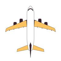 Flying plane flat monochrome isolated vector object. Travel plane. Editable black and white line art drawing. Simple outline spot illustration for web graphic design