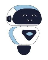 Cheerful robot flat line color isolated vector object. Artificial intelligence. Editable clip art image on white background. Simple outline cartoon spot illustration for web design