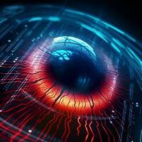 Eye in abstract technology background. 3d illustration  3d rendering photo