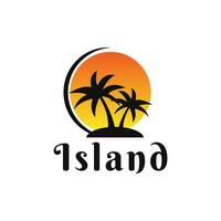 Tropical island with palm trees logo template design vector, summer logo design vector