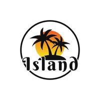 Tropical island with palm trees logo template design vector, summer logo design vector