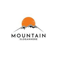 Mountain logo design with sun, mountain logo design idea vector