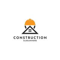 construcción trabajador hogar logo diseño concepto creativo idea vector