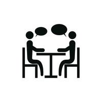 Talk icon silhouette person people two with table vector