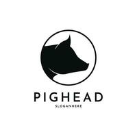 Pig head logo design creative idea with circle vector