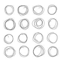 Hand drawn circle line sketch set. Vector circular scribble doodle round circles for message note mark design element.