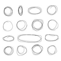 Hand drawn circle line sketch set. Vector circular scribble doodle round circles for message note mark design element.