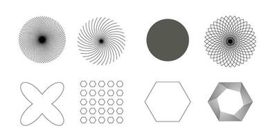 A set of minimalistic linear icons and shapes for web design, posters, clothes, covers. Universal elements and shapes. vector