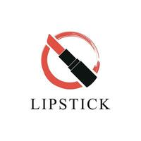 Lipstick logo design creative idea with circle vector