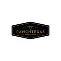 Texas Longhorn Buffalo Bull Cattle Farm Ranch countryside Country Western Vintage Retro Logo Design vector