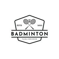 Clásico retro bádminton logo diseño idea vector