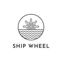 Steering wheel of ships and boats with the shape of ocean waves logo design vector