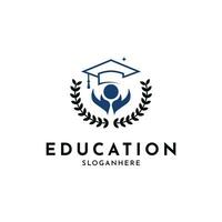 Education logo design creative idea with laurel symbol for school university vector