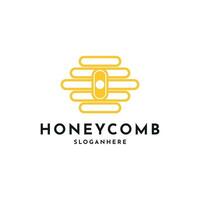 honeycomb house logo design minimalist, honeycomb line logo design vector