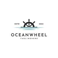 Steering wheel logo design, ocean wheel logo design ideas vector