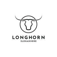 Longhorn Bull Buffalo Cow Head Taurus Logo Design Creative Idea With Circle vector