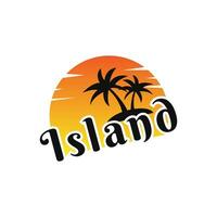 Tropical island with palm trees logo template design vector, summer logo design vector