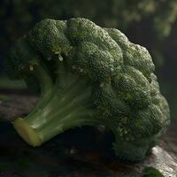 Broccoli on a dark background  close-up  selective focus photo