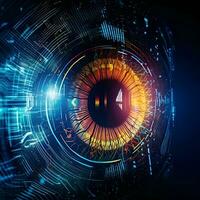 Abstract digital eye background. Futuristic technology concept. 3D Rendering photo