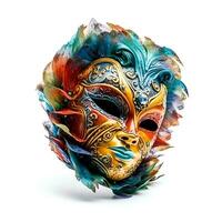 Mardi Gras mask isolated on white background with clipping path. photo