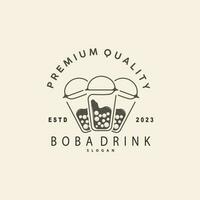 boba bebida logo, Leche té linda boba perla jalea bebida burbuja vector sencillo minimalista diseño