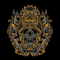 Skull illustration with crossed screen printing tools, very suitable for use in distro t-shirt designs, vector