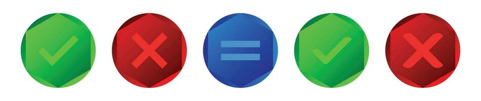 Checkmark, cross mark buttons set EPS10. vector