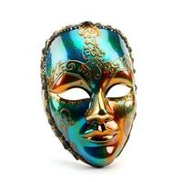 Mardi Gras mask isolated on white background with clipping path. photo