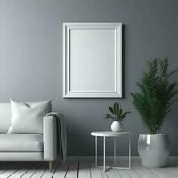 Mock up poster frame in interior background  Scandinavian style  3D render photo